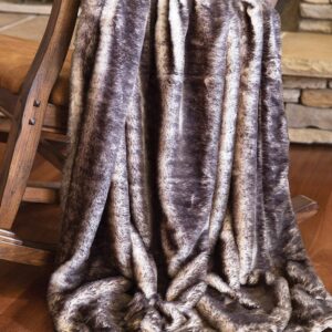 Dark Grey-Tipped Fox Faux Fur Throw