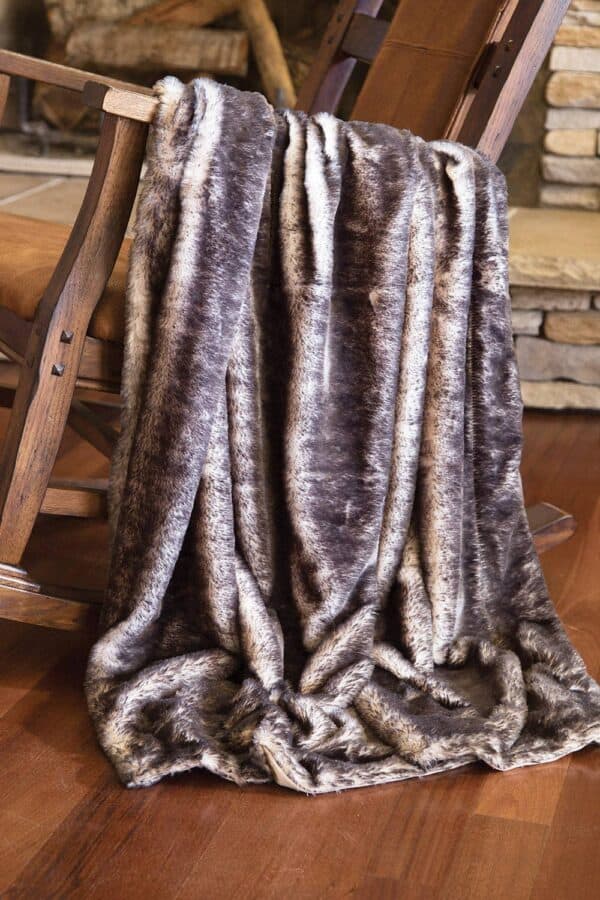 Dark Grey-Tipped Fox Faux Fur Throw