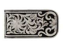 Montana Silversmiths Money Clip Mens LeatherCut Silver Black MCL27