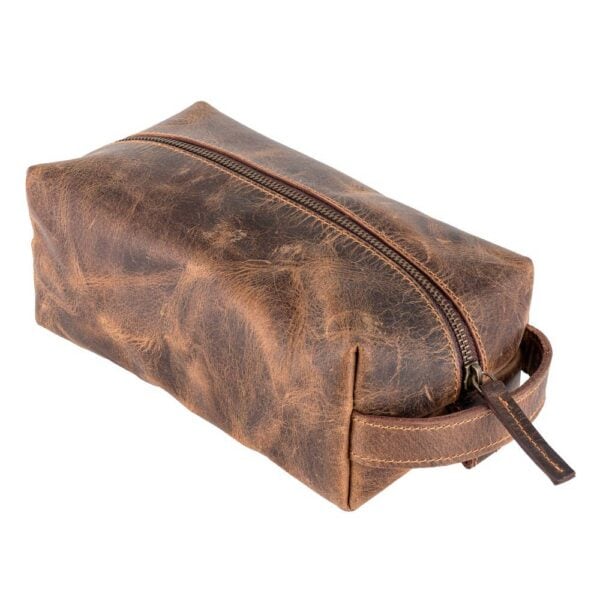 Genuine Leather Unisex Dopp Kit - Rustic Brown