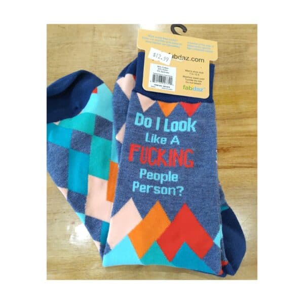 Men's Novelty Sock with Funny Saying, Do I Look Like A F-cking People Person?'