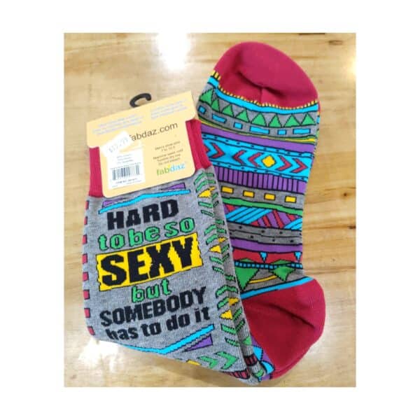 Men's Novelty Crew Socks, Funny Saying 'Hard to Be Sexy But Somebody Has to Do It'