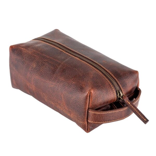 Genuine Leather Unisex Dopp Kit - Rustic Mahogany