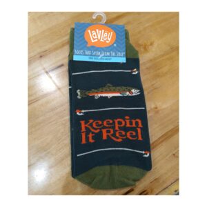 Lavley Keepin It Reel Fishing Socks - Fun Gift Accessory for Men Who Fish - Outdoorsman Stocking Stuffer for Christmas, Birthday Present Idea