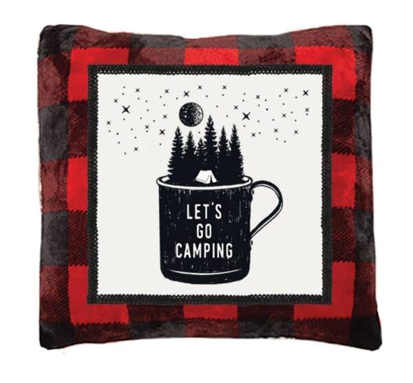 Red Buffalo Plaid Let's Go Camping Pillow