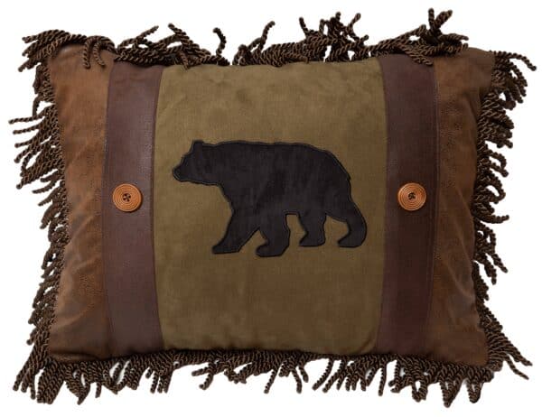 Olive Bear & Button Pillow